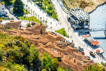 Mangalem and modern part of Berat city