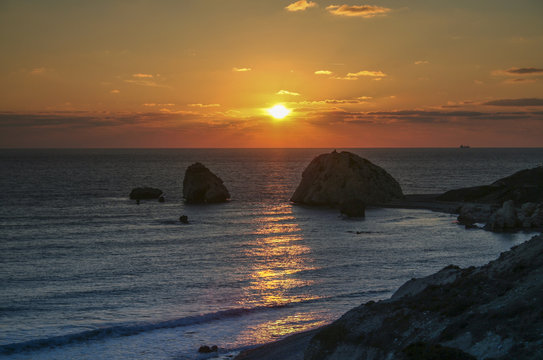 Romantic sunset at rocky beach at Cyprus © Ivan Stanic