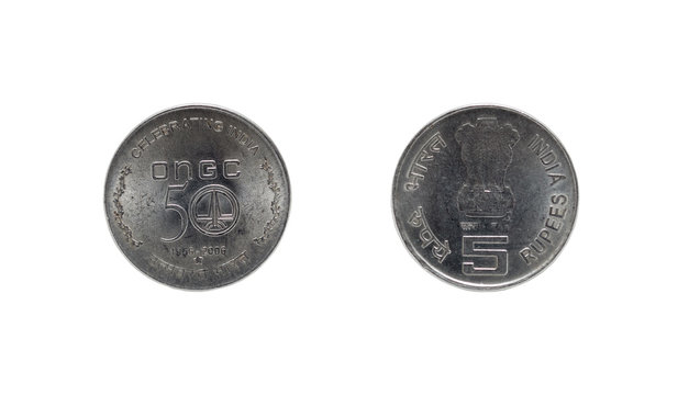 Five Indian Rupee coin ONGC 50th anniversary