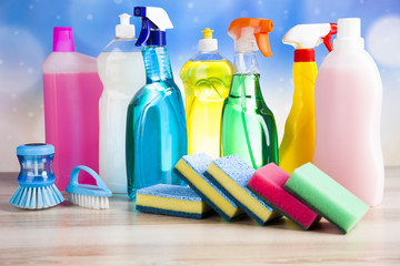 Variety of cleaning products,home work