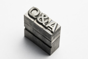 Q & A, Question and Answer letterpress block letter