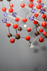Molecular, DNA and atom model in science research lab