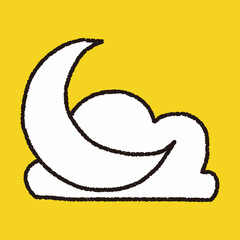 moon and cloud doodle drawing