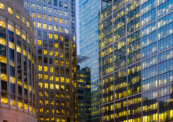 Office building background in Canary Wharf, London