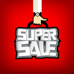 Super sale text with business hand design