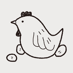 Easter egg and chicken doodle