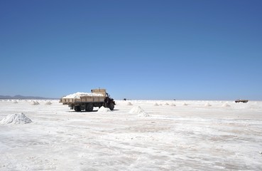Salt production on the Uyuni salt flats