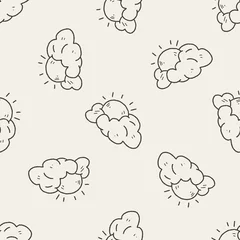 Tuinposter doodle Sun seamless pattern background © hchjjl