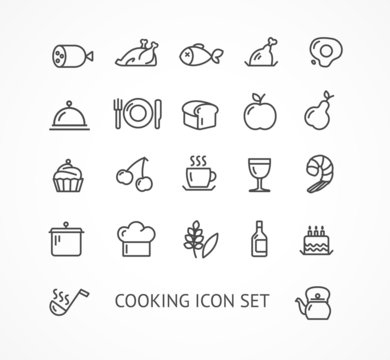 Vector cooking outline icon set