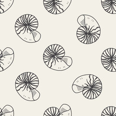 shell doodle seamless pattern background