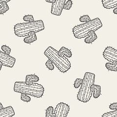 doodle cactus seamless pattern background