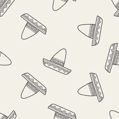 mexican hat doodle seamless pattern background
