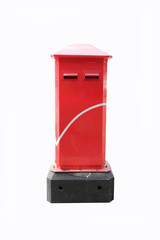 red post box on white background