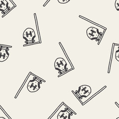 hotel board doodle drawing seamless pattern background