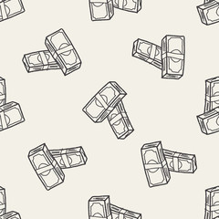 money bill doodle drawing seamless pattern background
