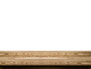 Empty dark wood table top isolate on white background, Leave spa