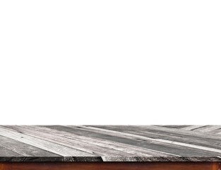 Empty tropical wooden table top isolate on white background, Lea