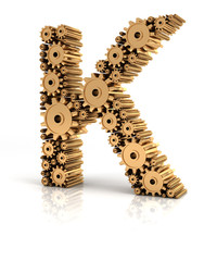 Alphabet K formed by gears