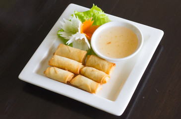 Fried Chinese traditional spring rolls food