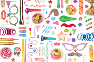 party and celebration elements on white background