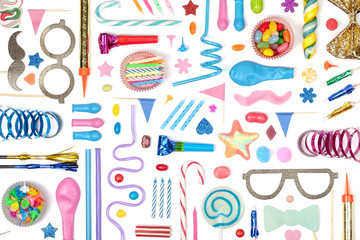 party and celebration elements on white background