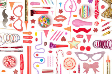 party and celebration elements on white background