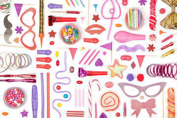 party and celebration elements on white background