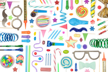 party and celebration elements on white background