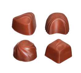 Chocolate candies collection isolated on white background