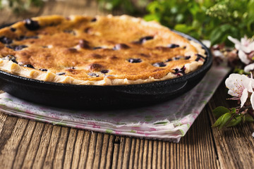 Homemade berry custard tart