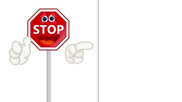 Funny stop sign traffic attention cartoon comic illustration