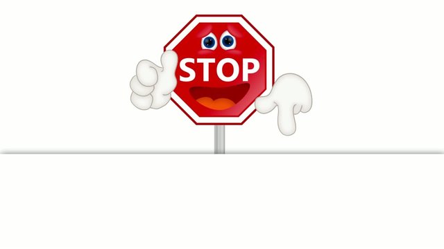 Funny stop sign traffic attention cartoon comic illustration