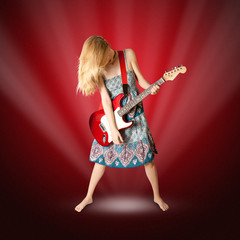 hippie girl with electric guitar