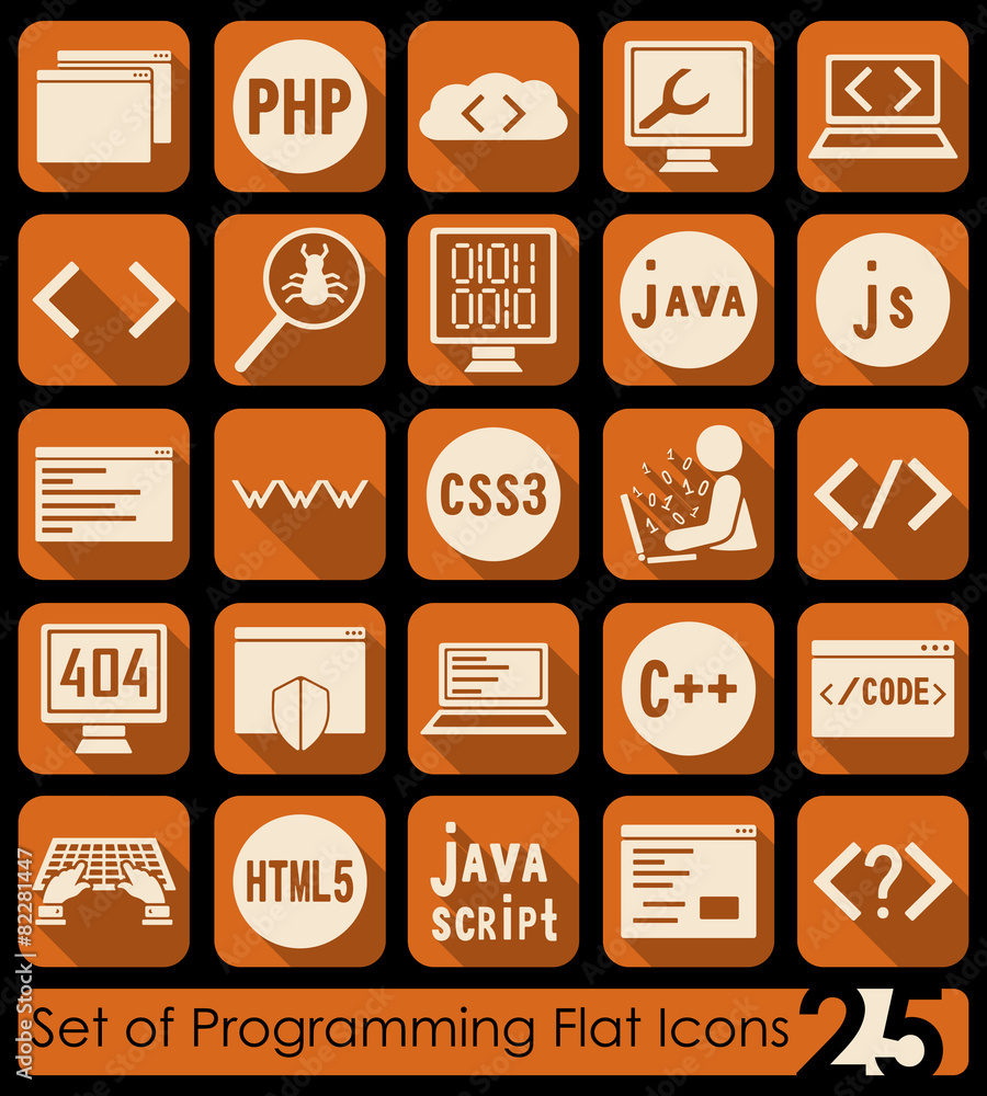 Poster set of programming icons