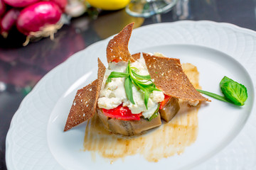 Grilled vegetables salad with cheese