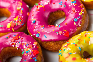 Pink and yellow donuts