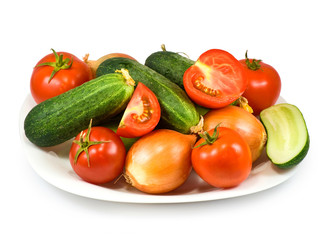 Fototapeta na wymiar plates with different vegetables