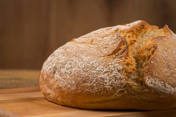 white bread over wooden background