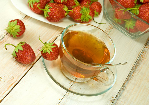 strawberries and a cup of tea