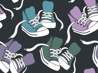 Seamless pattern with sneakers.
