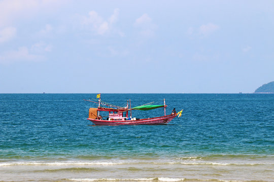 thai wooden fishing boat in thailand