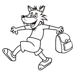 wolf and bag, coloring book