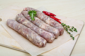 Handmade sausages for grill