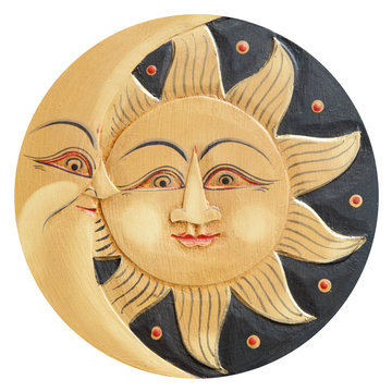 Sun and moon ancient carved
