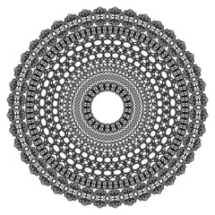 Black crochet doily.