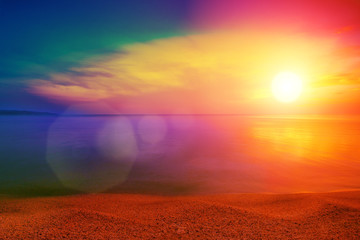 Beautiful colorful sunset over beach