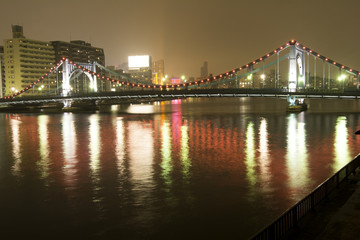 Fototapeta na wymiar 清州橋と隅田川夜景