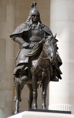 bronze statue of Genghis Khan's warriors