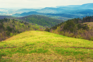 Scenery of rolling hills landscape.