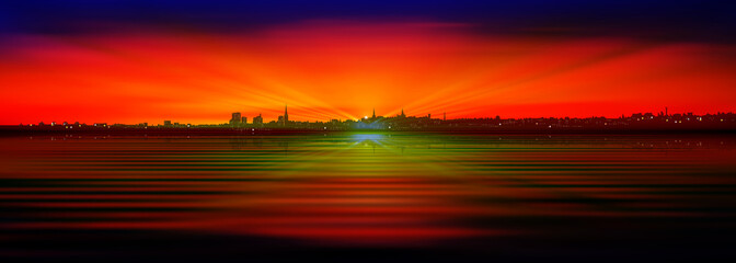 abstract background with silhouette of city